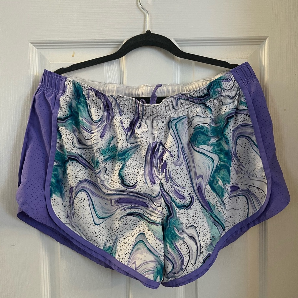 Purple and White Women's Athletic Shorts